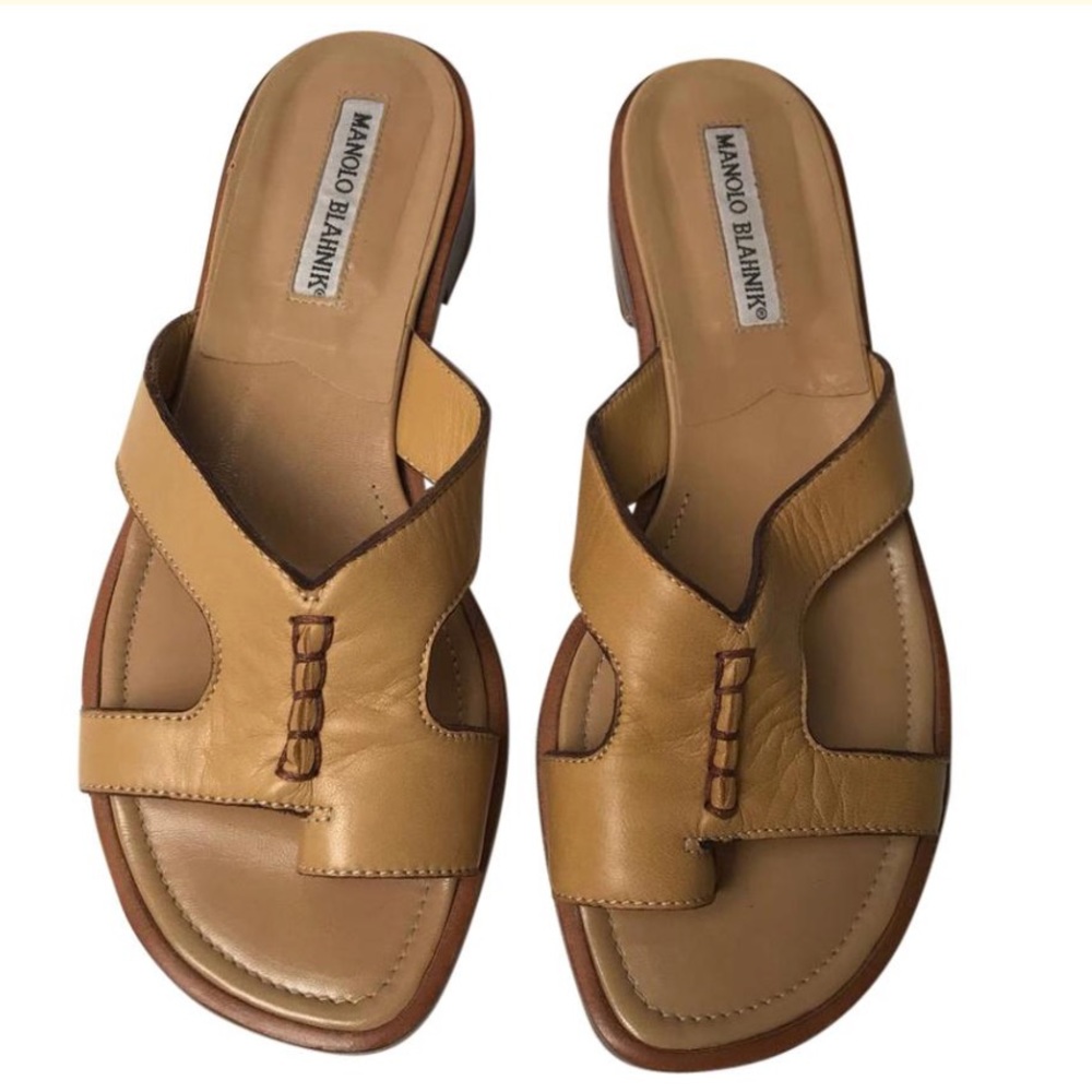 Manolo Blahnik Tan Leather Sandal