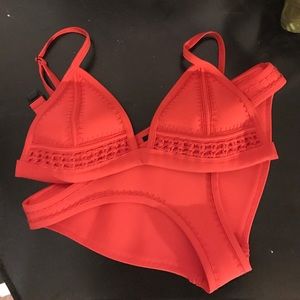 GiGi Triangl Bathing Suit in Red Velvet
