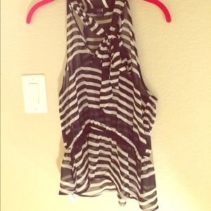 80s black and white striped dress top