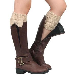 Beige boot socks leg warmers