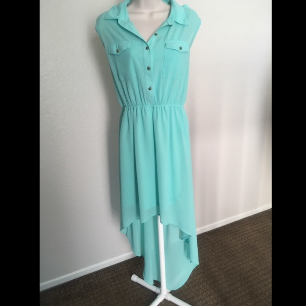 Teal high/low dress