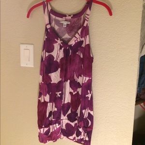 V neck flowered printed tank