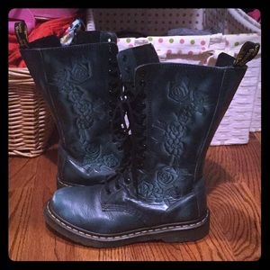 Teal Dr. Martens with rose details