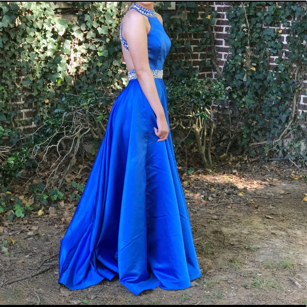 Royal blue and diamond prom dress