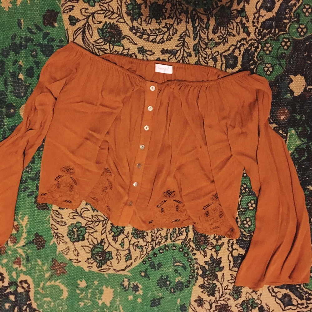 Off The Shoulder Burnt Yellow/Gold Henri Girl Top