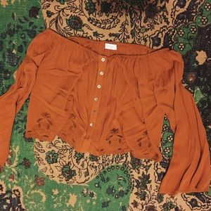 Off The Shoulder Burnt Yellow/Gold Henri Girl Top