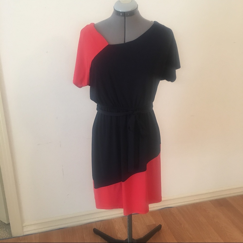 Navy and pink dress