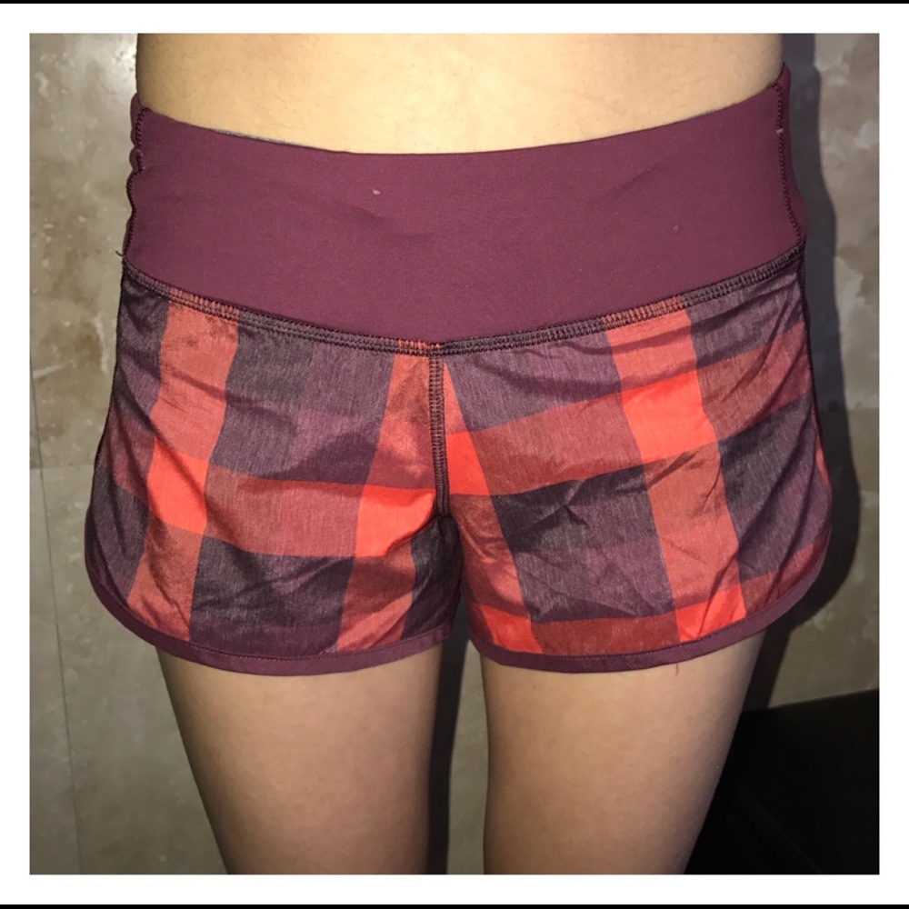 Lululemon speed short red and maroon.