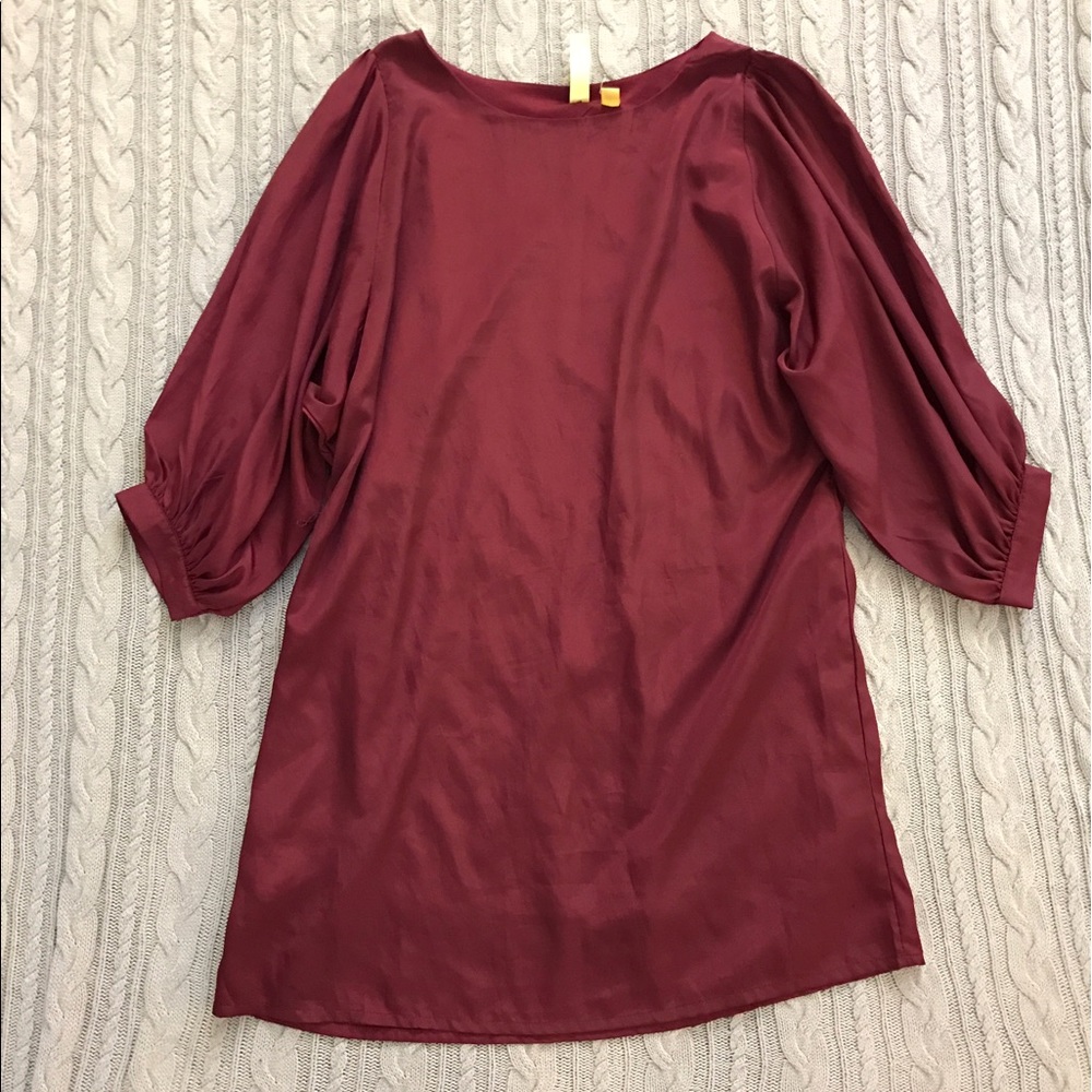 Wine Colored Wide Sleeve Dress