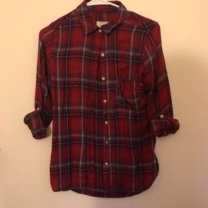 Red flannel blouse