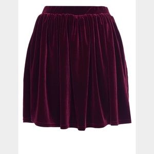 Topshop Burgundy Velvet Skater Skirt size 10