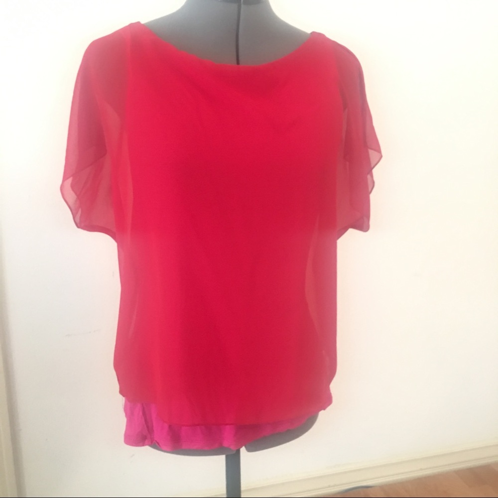 Express red chiffon top