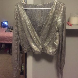 ZARA metallic gold crop top size L