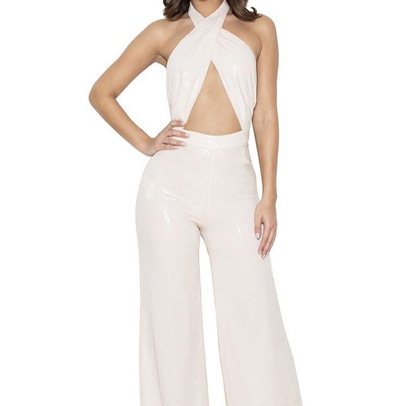 white jumpsuit house of cb