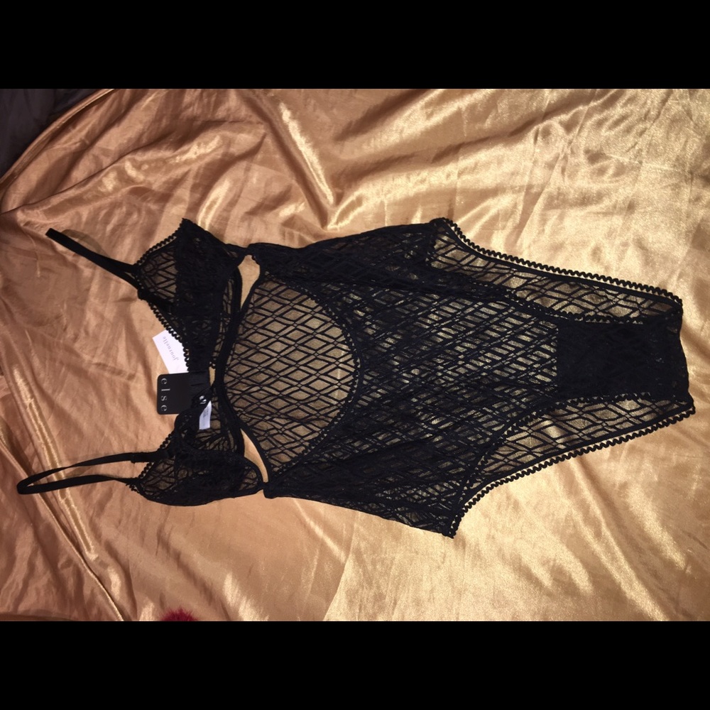 Black baklava triangle cut out body suit