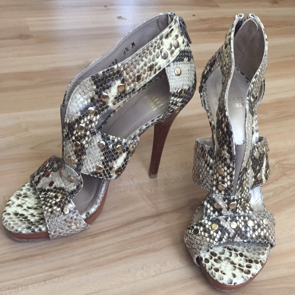 Stuart Weitzman Snake Print Sandals - image 1
