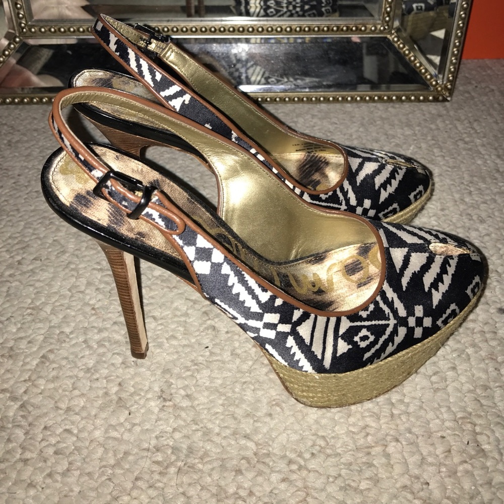San Edelman Aztec print heels