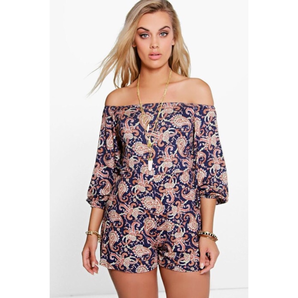 Paisley Print Off The Shoulder Plays