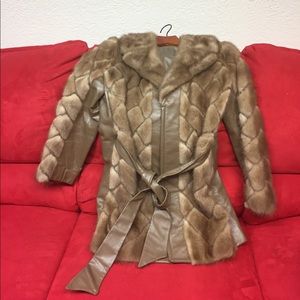 Women's fur coat, hip length, tan