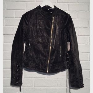 Free People Black Lacey Velvet Jacket