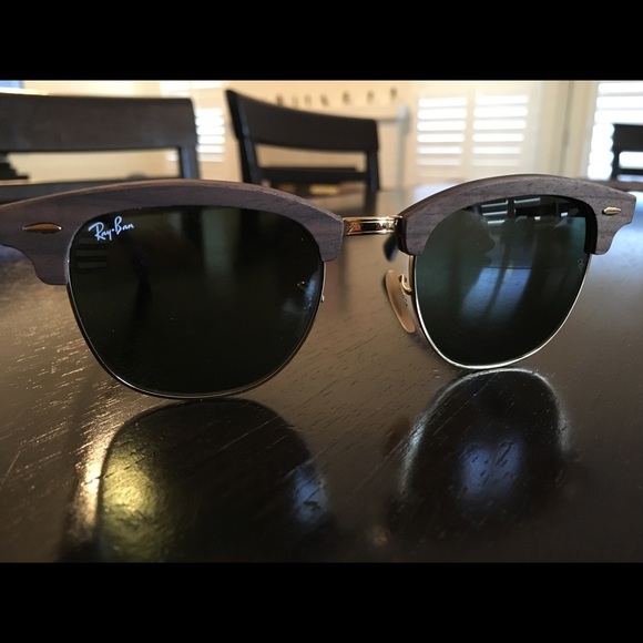 Ray Ban Wood Clubmaster Sunglasses - Picture 2 of 4