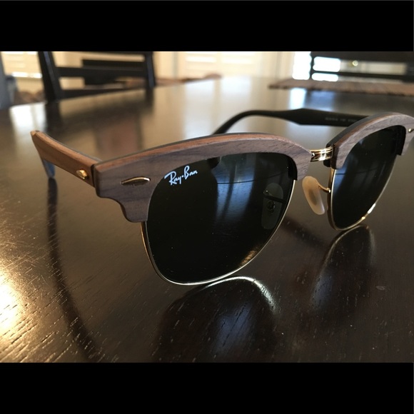 Ray Ban Wood Clubmaster Sunglasses - Picture 3 of 4