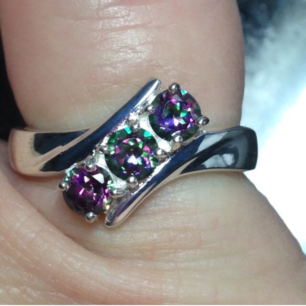 NWT! Northern Mystic Topaz Trilogy .925 Ring - Picture 2 of 5