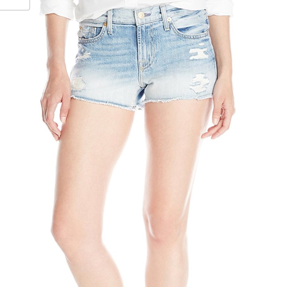 7 For All Mankind ripped denim shorts