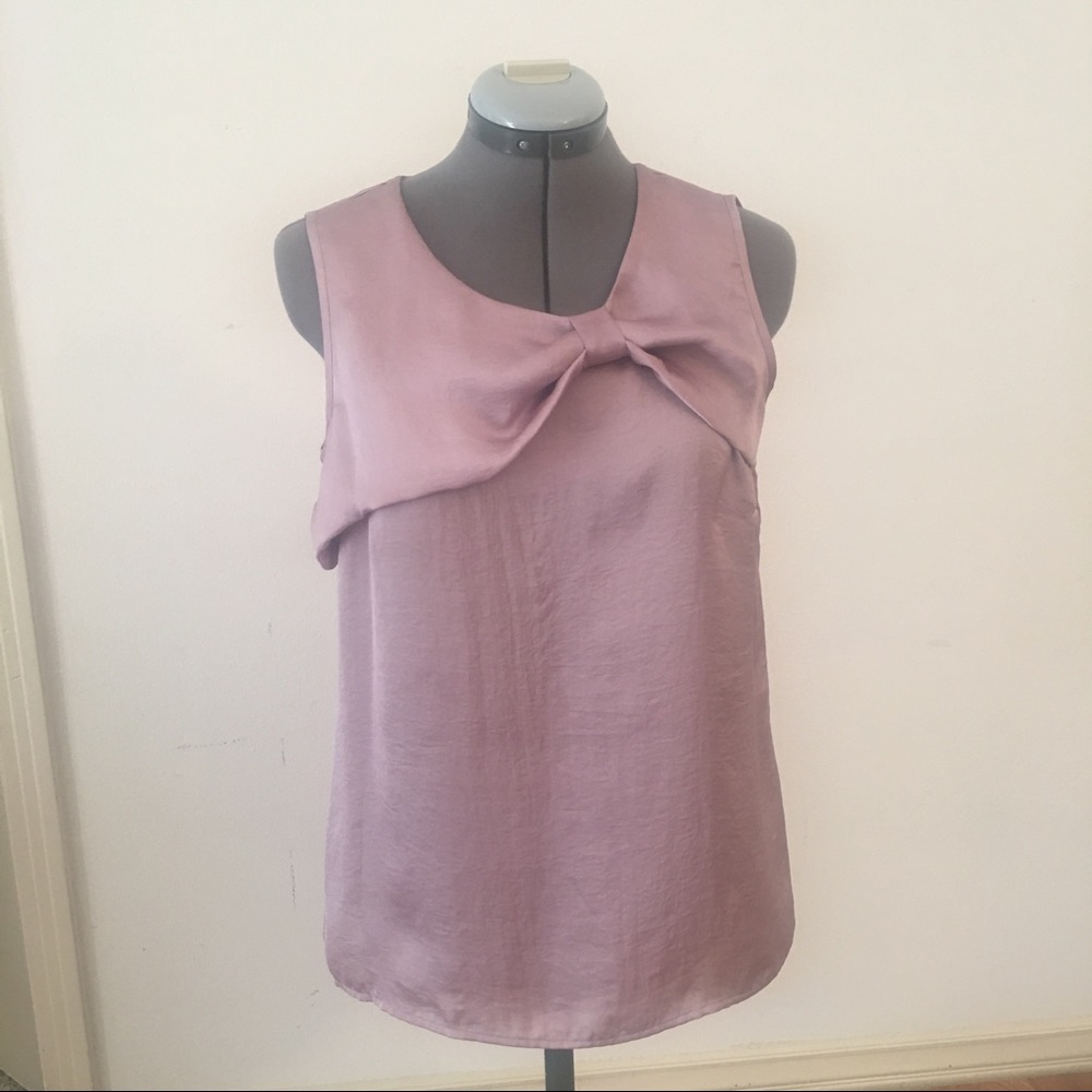 Rose pink satin top w cute bow design