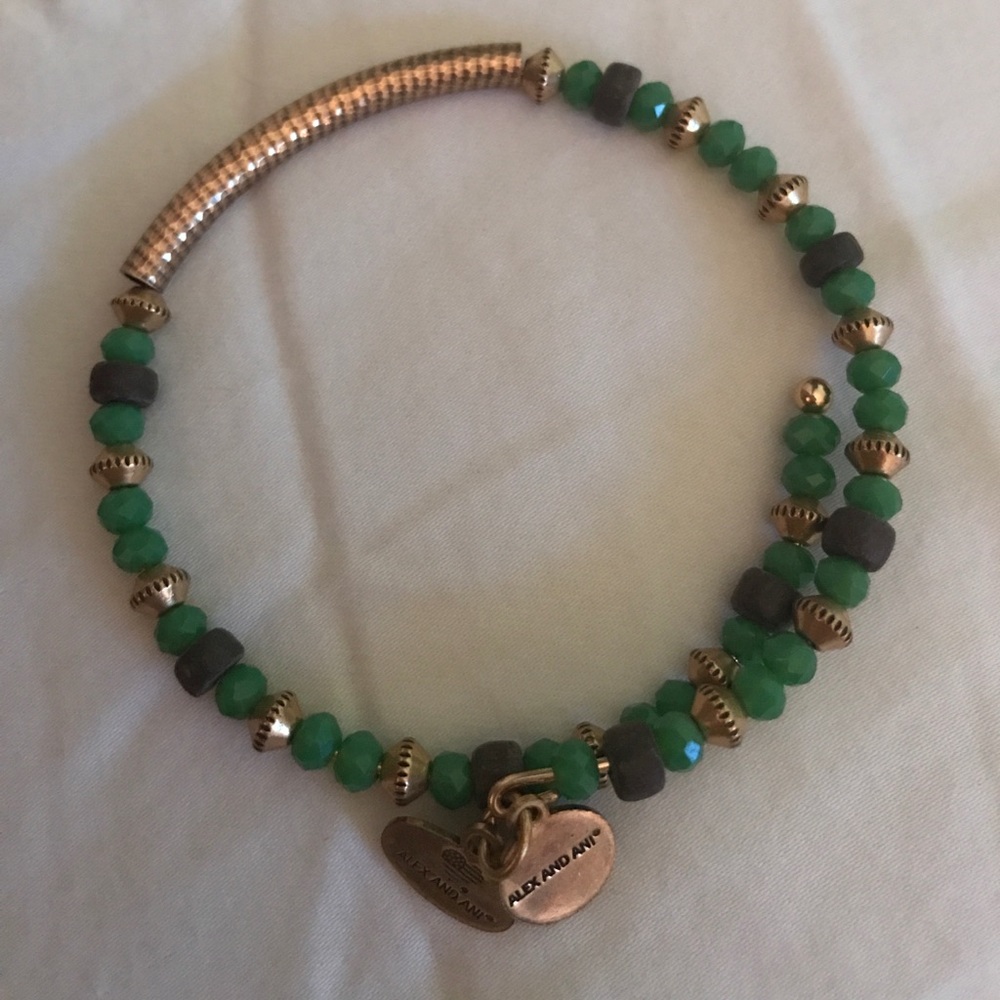 adorable green and gold alex and ani bracelet!