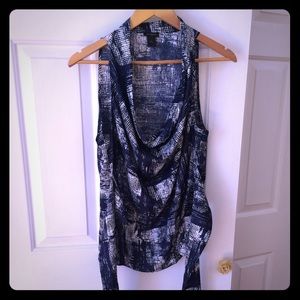 Tie waste, cowl neck silk Ann Taylor top