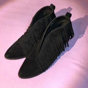 Little black fringe bootie