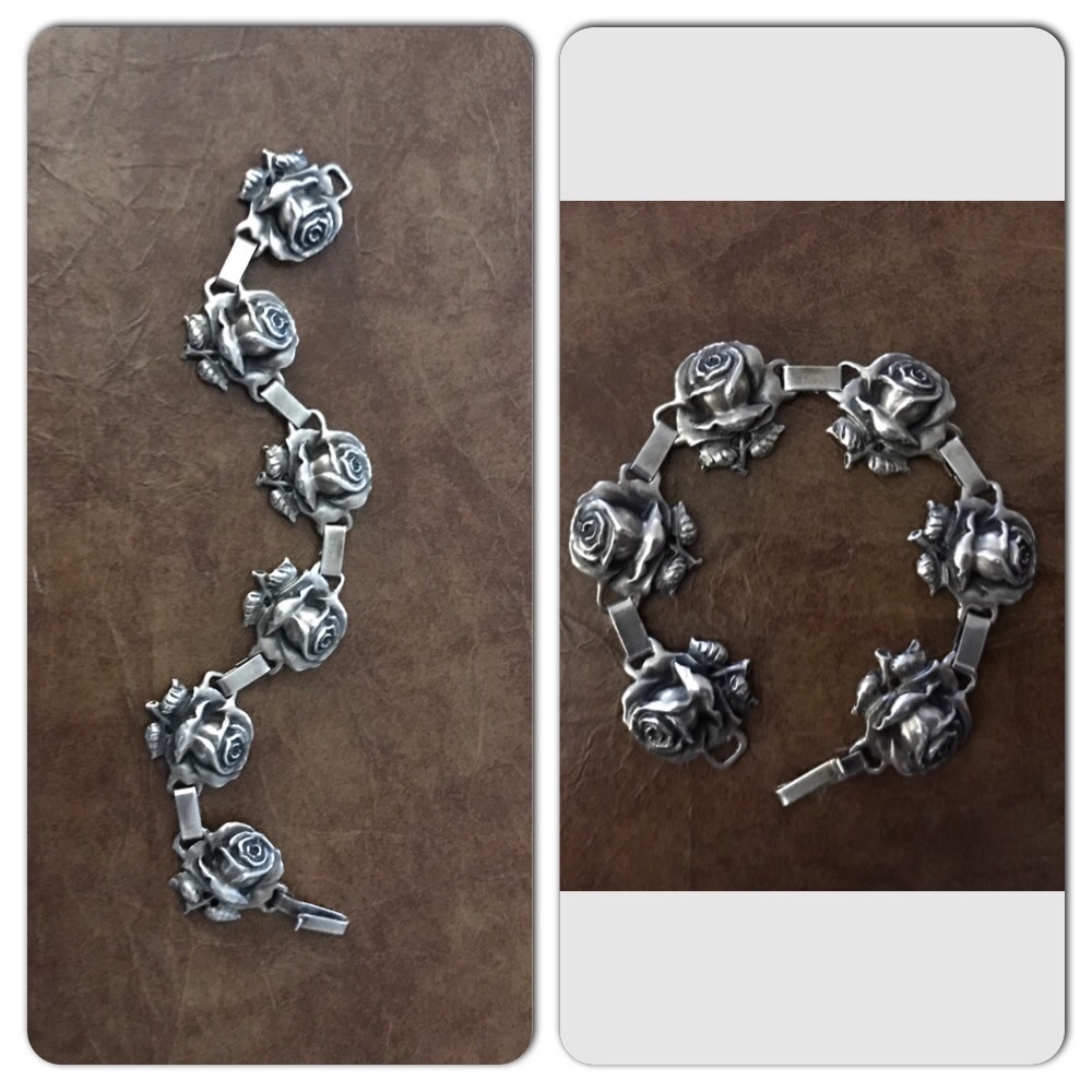Vintage rose bracelet sterling silver