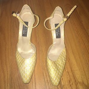 Stuart Weitzman yellow python sandals!