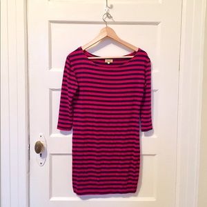 Striped boat neck body con dress-- mini