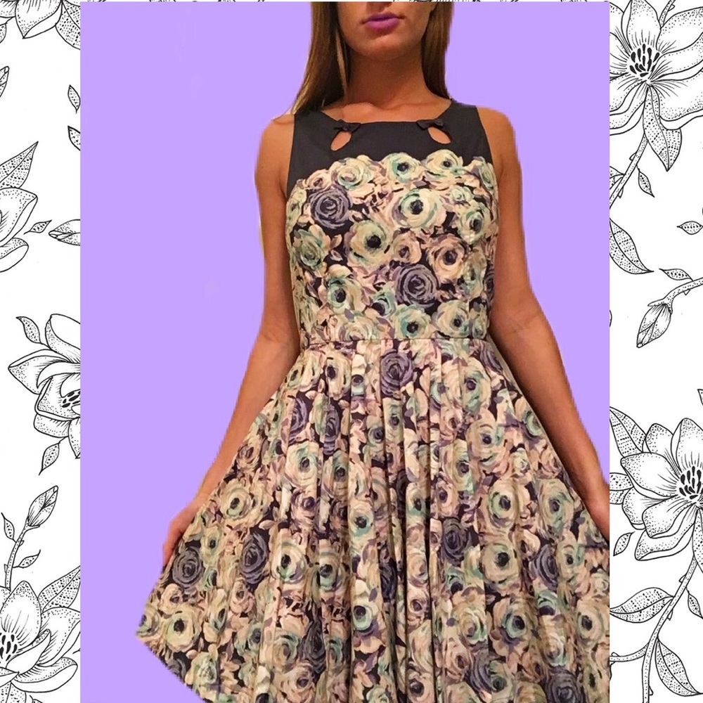 "Color me Pretty" fit & flare keyhole dress