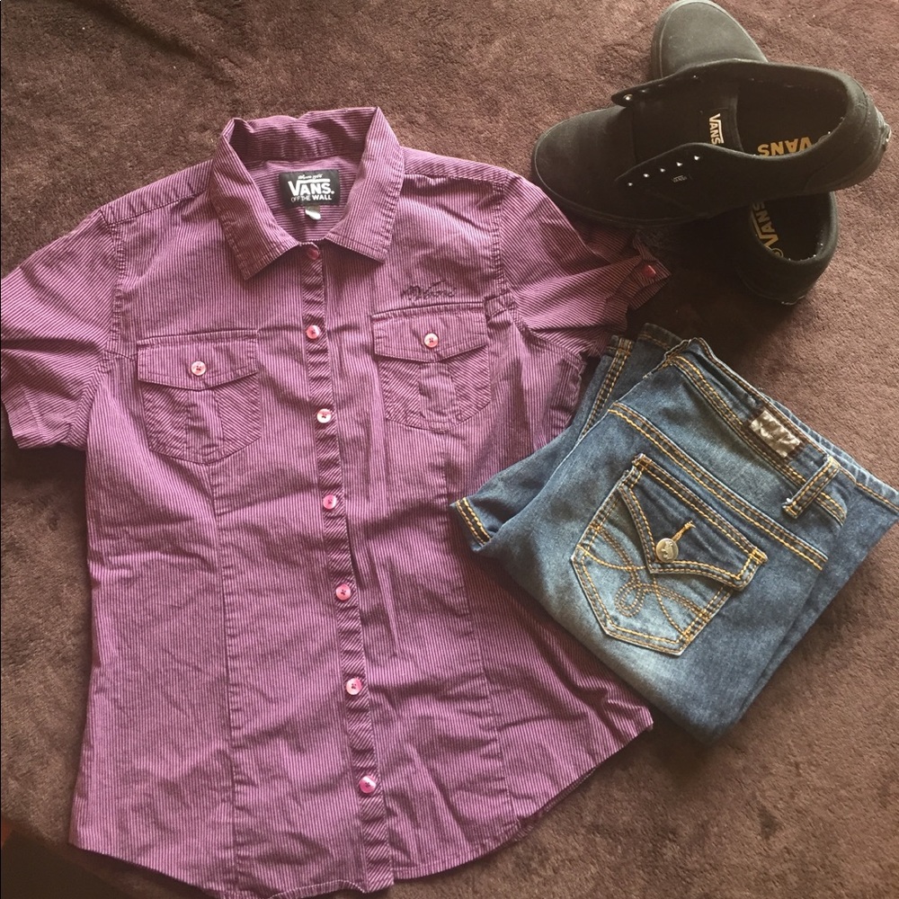 Purple pin striped button up