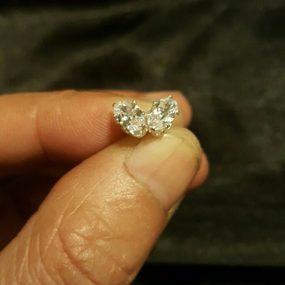 SOLD-  BRAND NEW - Oval CZ Earrings - Picture 6 of 8