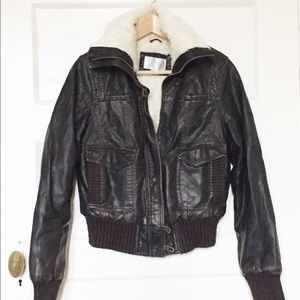Fake leather bomber jacket