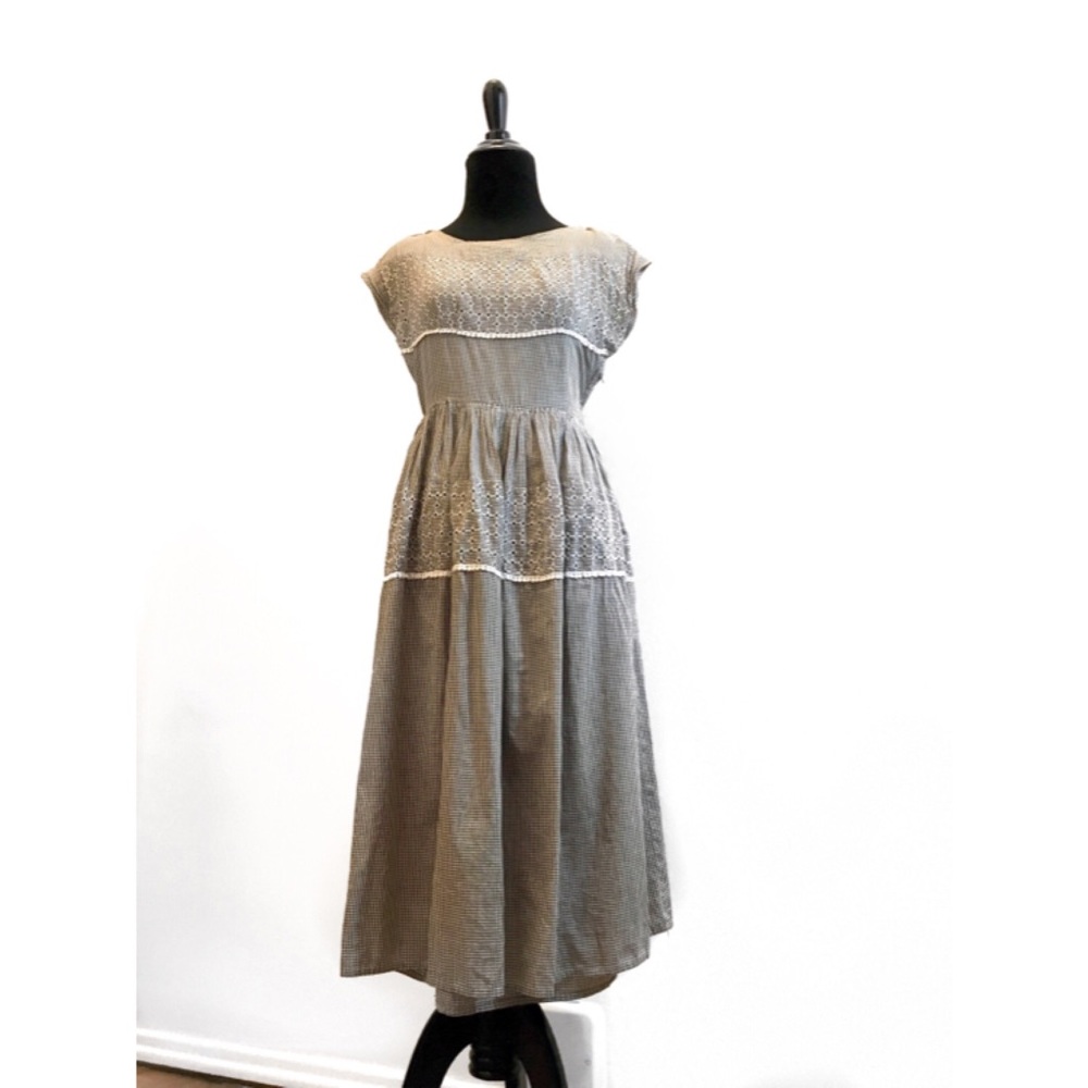 True Vintage 1950's Brown&White Gingham Day Dress