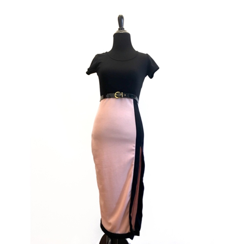 Vintage Inspired Black and Pink Wiggle Dress