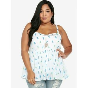Torrid Tropical Pinapple Sheer Summer Tank Top