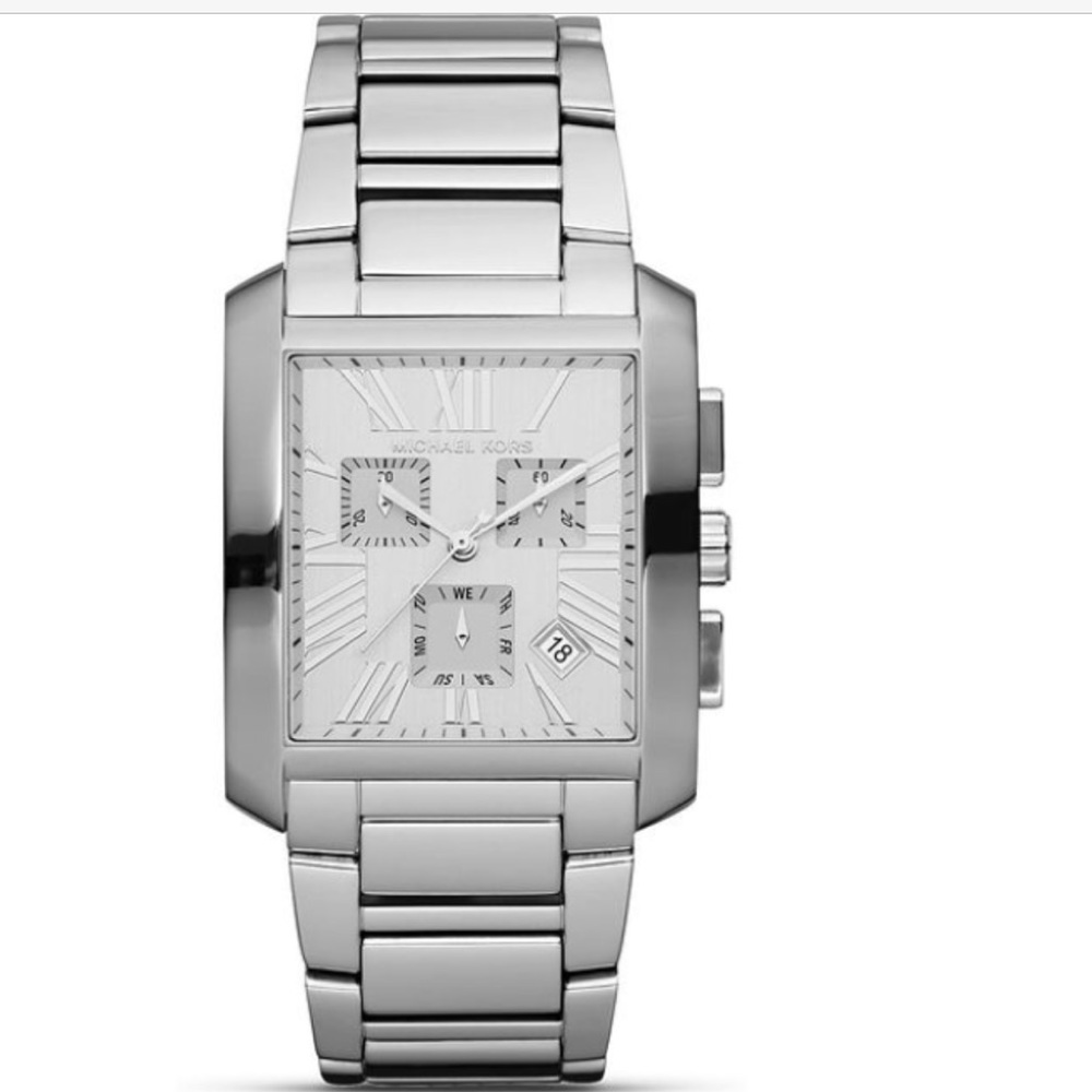 Michael Kors Silver Rectangle Sport Watch 35mm