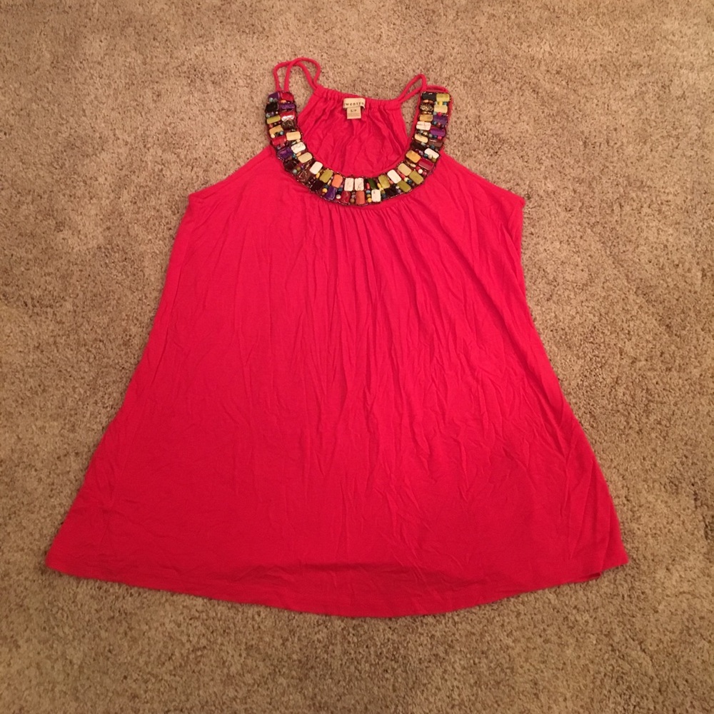 BRAND NEW Forever 21 red beaded flowy top in Small