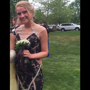 Black and nude prom dress