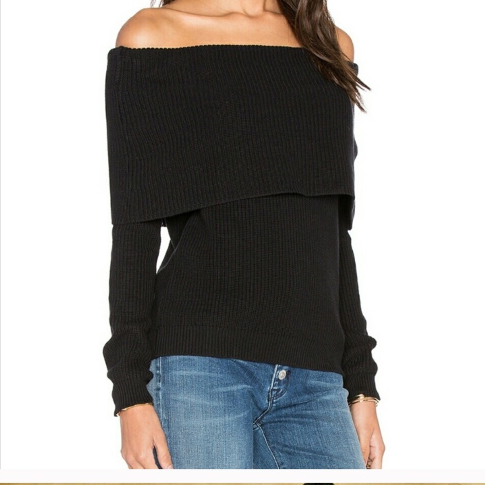 LOVERS + FRIENDS Black Off the Shoulder Sweater