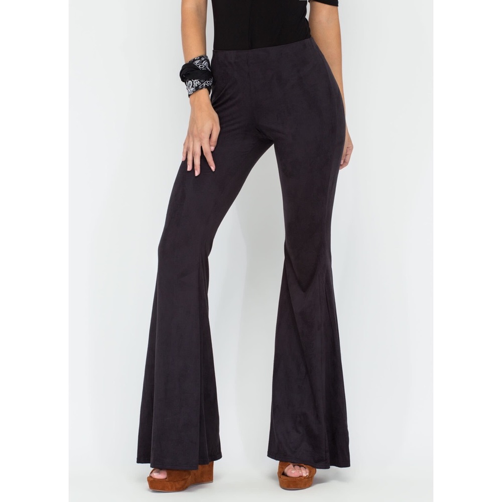 Suede bell bottom black leggings xsmall