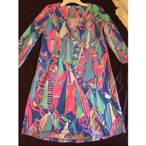 Lilly Pulitzer Ali Dress Bay Blue Out to Sea- XXS