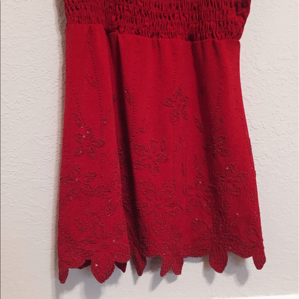SOLD Red Floral Beaded Tank - Picture 4 of 7