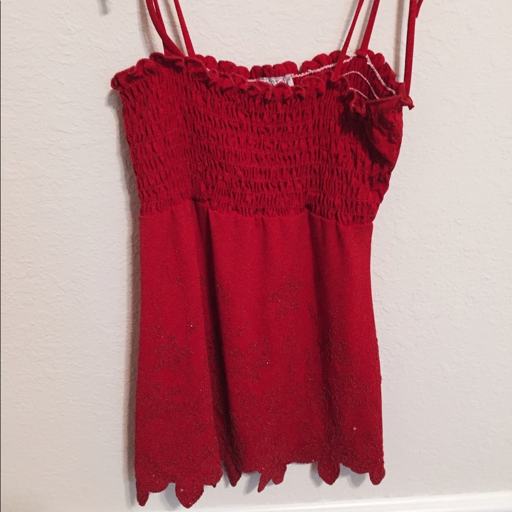 SOLD Red Floral Beaded Tank - Picture 5 of 7
